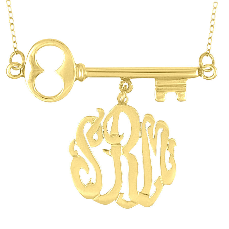 Skeleton Key Monogram Necklace by Purple Mermaid Designs Apparel & Accessories > Jewelry > Necklaces - 1