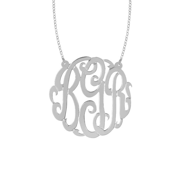 Sterling Silver Monogram Split Chain Necklace-Purple Mermaid Designs Apparel & Accessories > Jewelry > Necklaces - 4