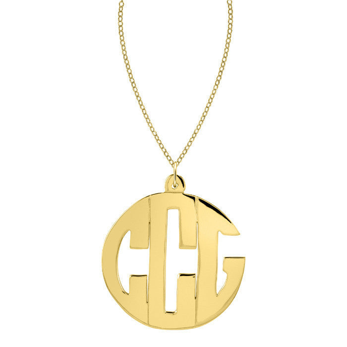 Gold Block Monogram Necklace by Purple Mermaid Designs Apparel & Accessories > Jewelry > Necklaces - 1