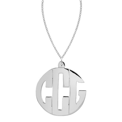 Sterling Silver Block Monogram Necklace by Purple Mermaid Designs Apparel & Accessories > Jewelry > Necklaces - 1