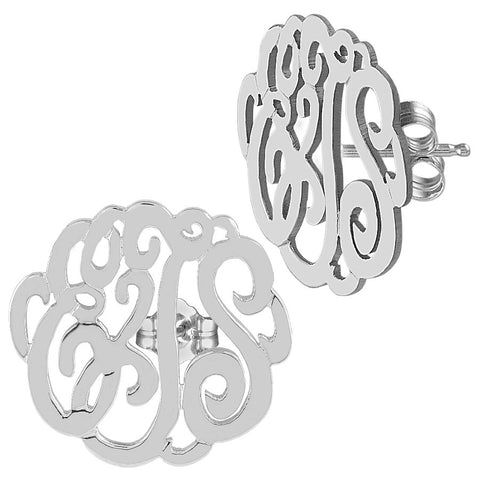 Sterling Silver Script Post Earrings by Purple Mermaid Designs Apparel & Accessories > Jewelry > Earrings