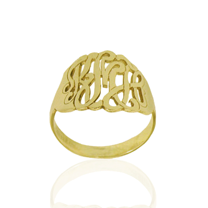 Gold Monogram Ring~5/8 Inch by Purple Mermaid Designs Apparel & Accessories > Jewelry > Rings - 1